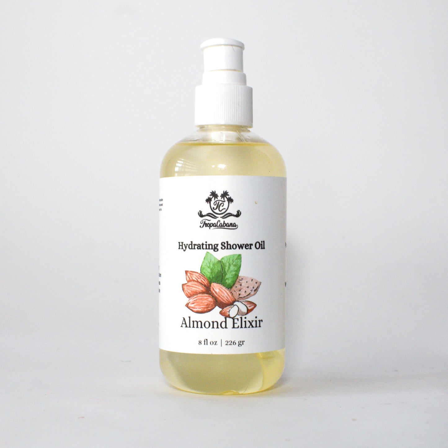 8 oz Almond Elixir Shower Oil, Hydrating Shower Oil, Vegan, Natural Skincare Product, Beauty Product