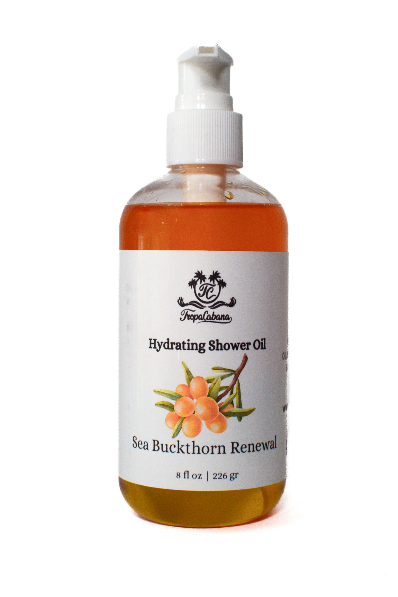 8 oz Sea Buckthorn Renewal Hydrating Shower Oil, Vegan Skincare, Natural Skincare