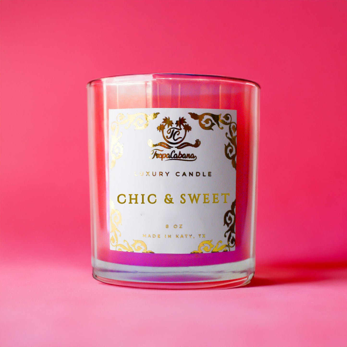 Chic & Sweet Pink Iridescent Candle